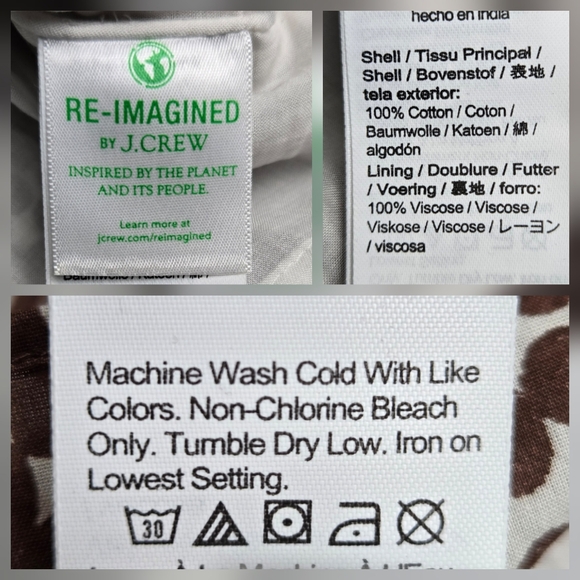 J.Crew V-Neck Smocked-Waist Top Mocha Brown Floral Size Large - Picture 12 of 12